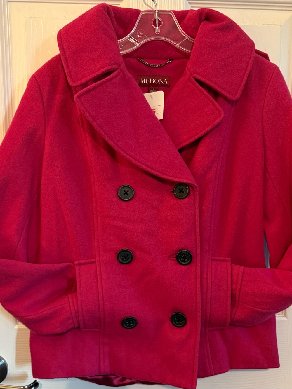 Merona Bright Pink Double-Breasted Peacoat